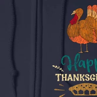 Happy Thanksgiving Pie Turkey Costume Family Pajama Party Full Zip Hoodie