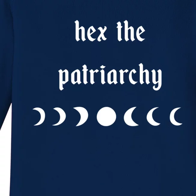 Hex The Patriarchy Feminism Witchy Moon Phase Witch Gift Baby Long Sleeve Bodysuit