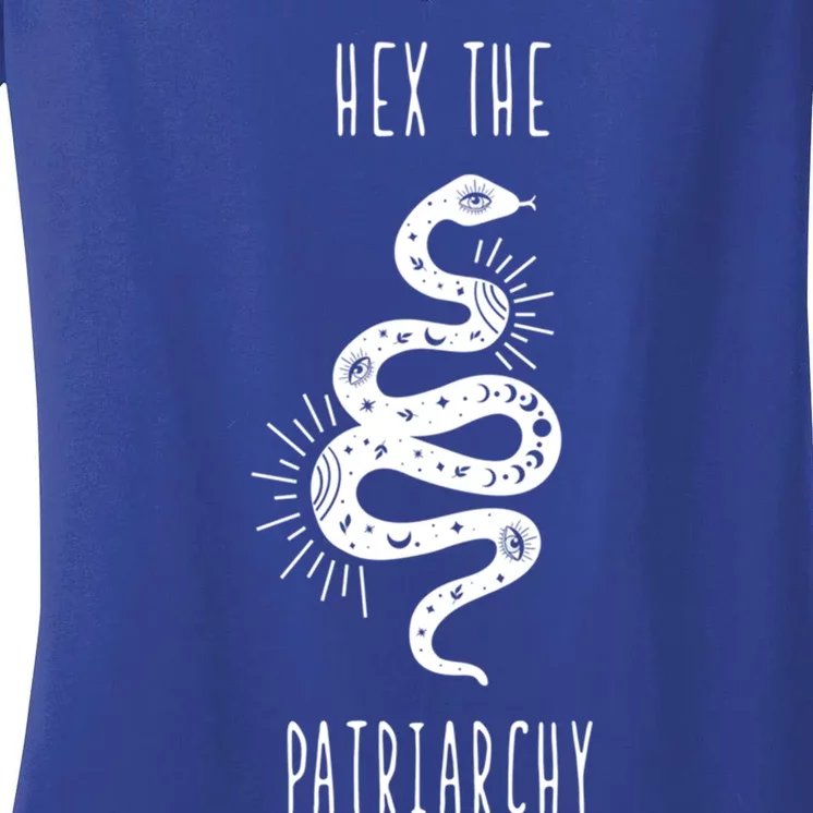 Hex The Patriarchy Witch Tarot Feminism Witchcraft Snake Gift Women's V-Neck T-Shirt