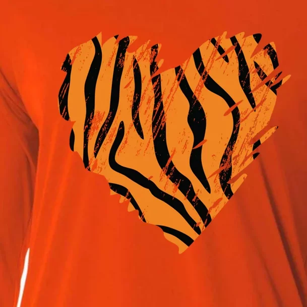 Heart Tiger Print Gift Cooling Performance Long Sleeve Crew