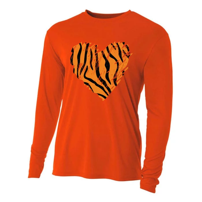 Heart Tiger Print Gift Cooling Performance Long Sleeve Crew