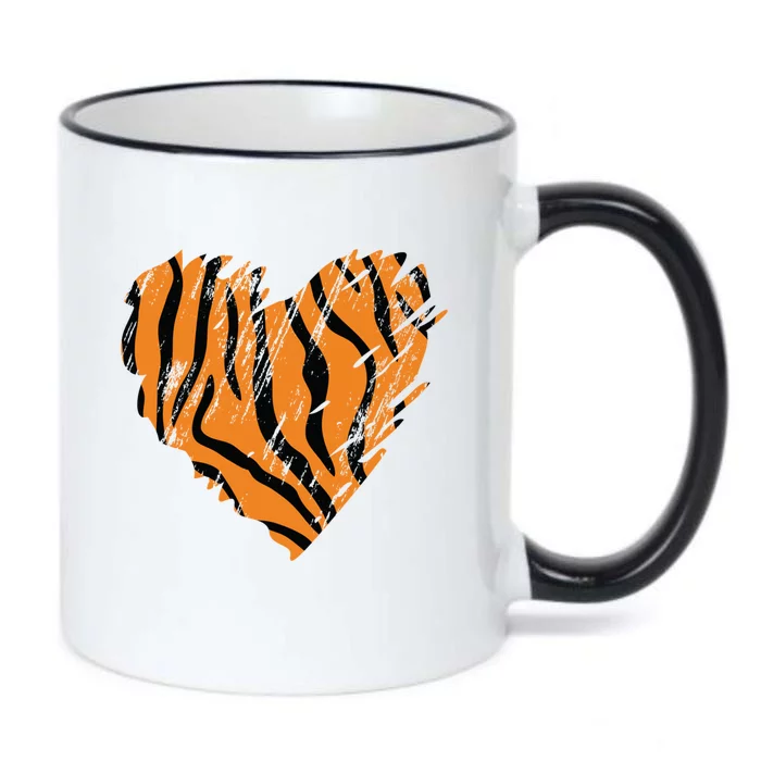 Heart Tiger Print Gift Black Color Changing Mug