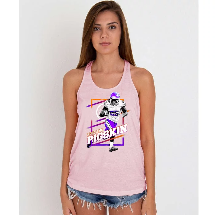 Hold The Pigskin Women's Knotted Racerback Tank