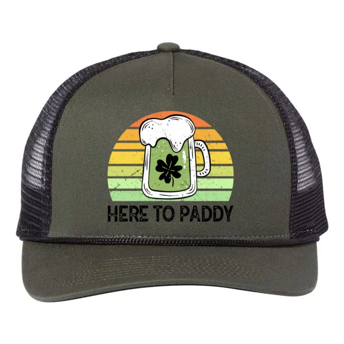 Here To Paddy St Patricks Vintage Ing Funny Gift Retro Rope Trucker Hat Cap