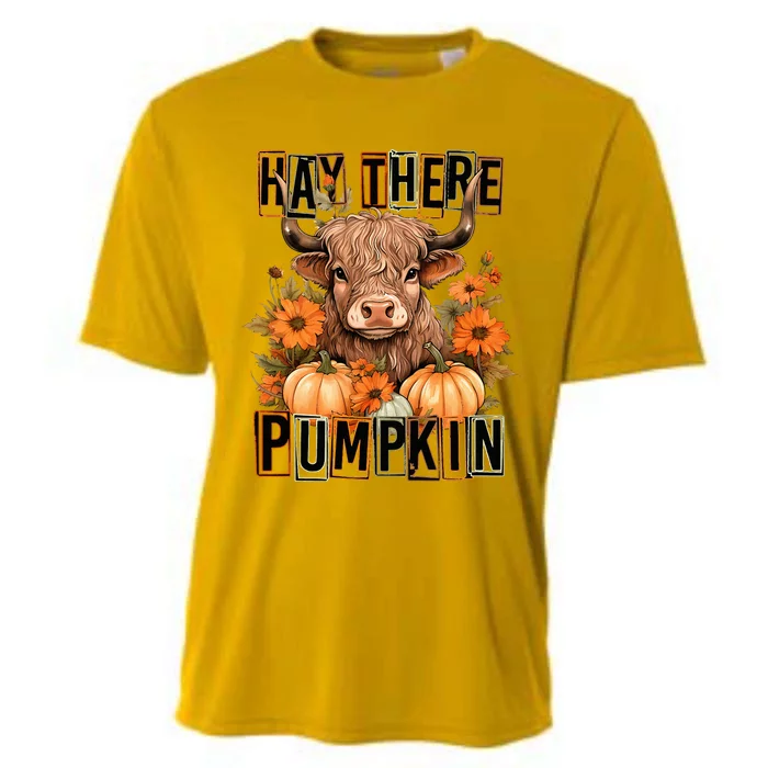 Hay There Pumkin Highland Cow Fall Autumn Thanksgiving Cooling Performance Crew T-Shirt