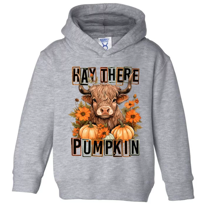 Hay There Pumkin Highland Cow Fall Autumn Thanksgiving Toddler Hoodie