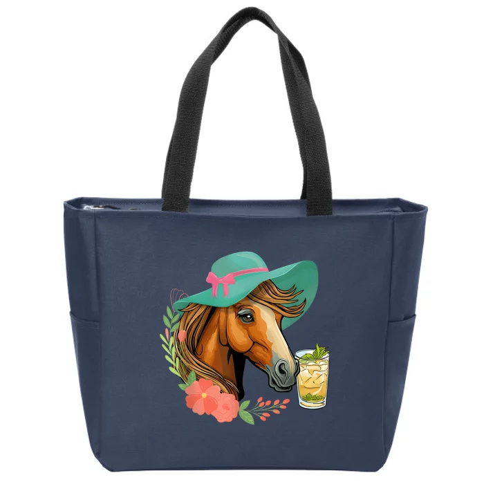 Horse Tea Party Horses Horseman Equestrian Riding Zip Tote Bag