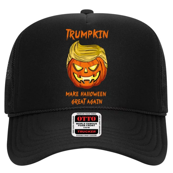 Halloween Trumpkin  President Donald High Crown Mesh Trucker Hat