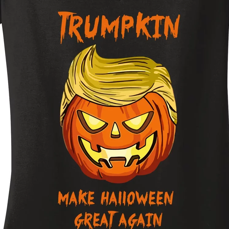 Halloween Trumpkin  President Donald Women's V-Neck T-Shirt