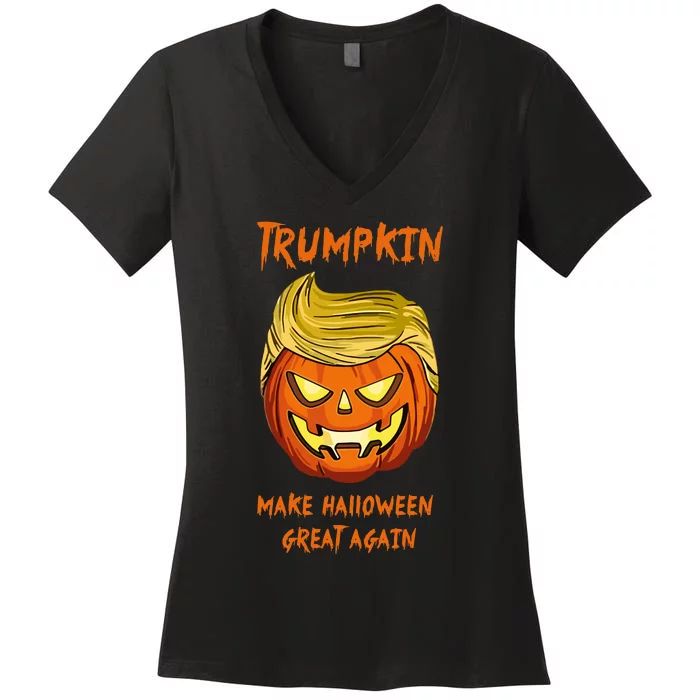 Halloween Trumpkin  President Donald Women's V-Neck T-Shirt