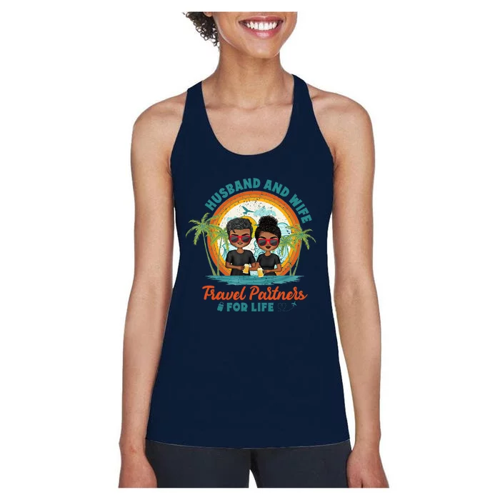 HusbandWife Travel Partners For Life Retro SummerBeach Women's Racerback Tank