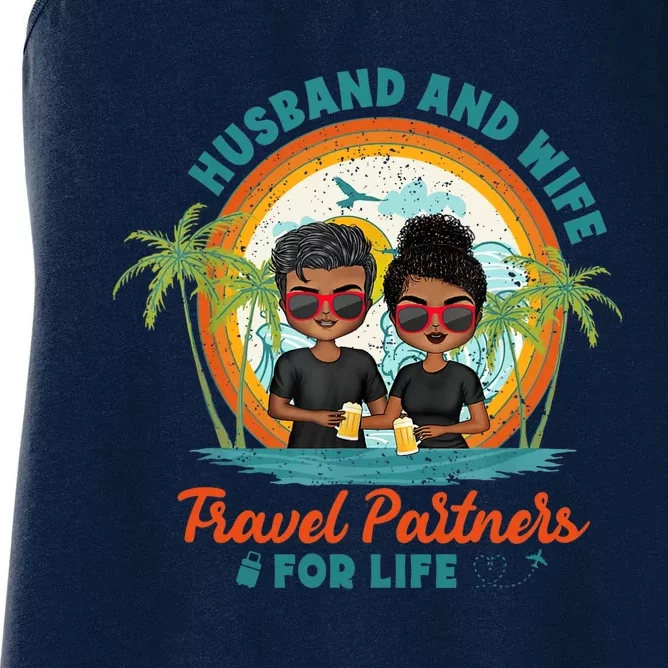 HusbandWife Travel Partners For Life Retro SummerBeach Women's Racerback Tank