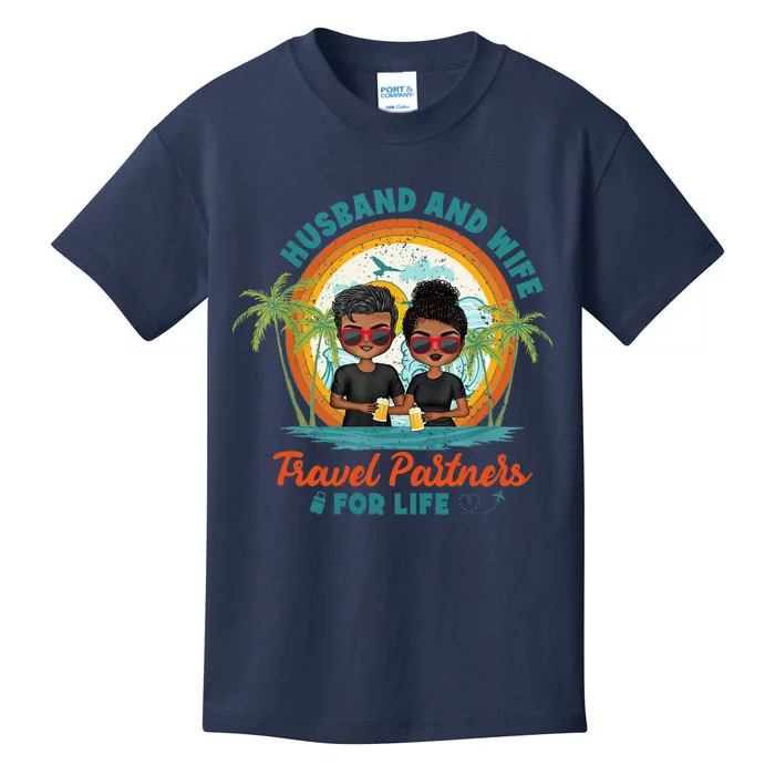 HusbandWife Travel Partners For Life Retro SummerBeach Kids T-Shirt