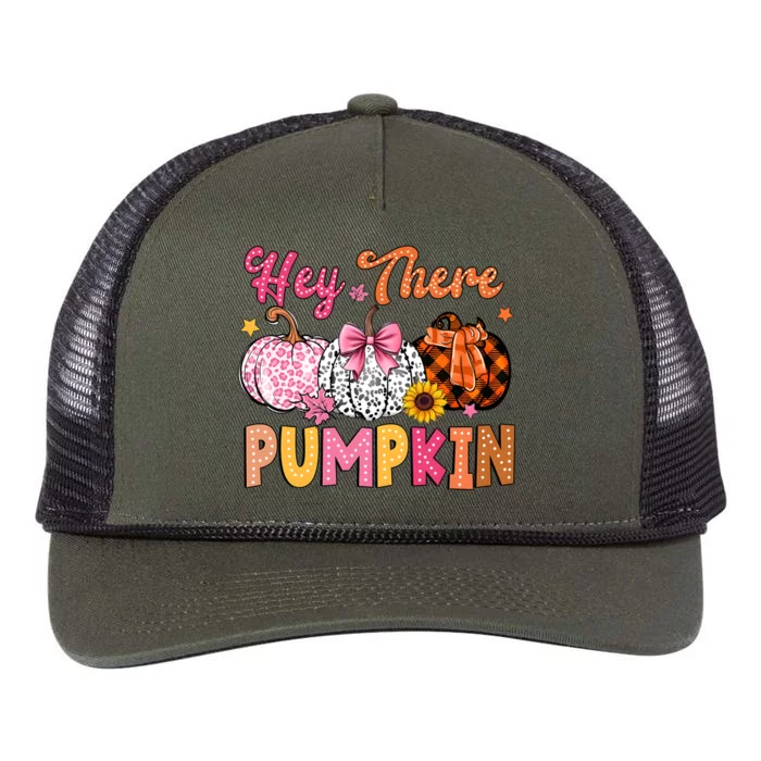 Hey There Pumpkin Fall Season Halloween Lover Retro Rope Trucker Hat Cap