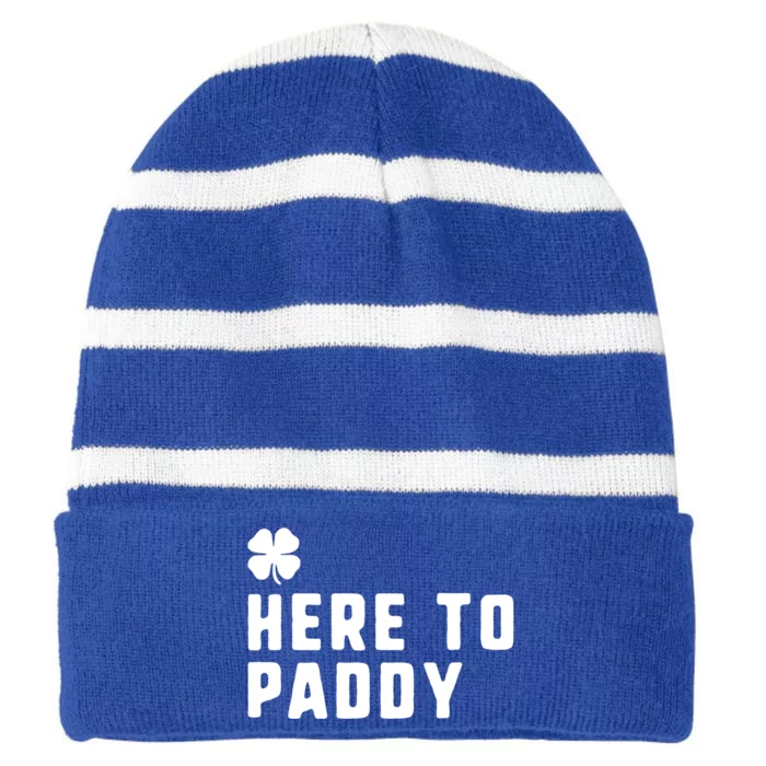 Here To Paddy St Patrick's Day Funny Gift Striped Beanie with Solid Band