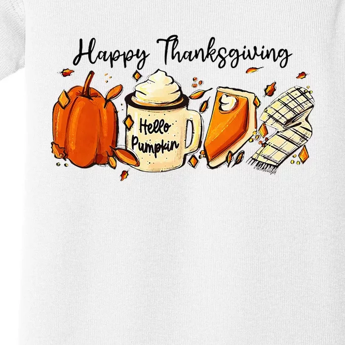 Happy Thanksgiving Pumpkin Funny Gifts Baby Bodysuit