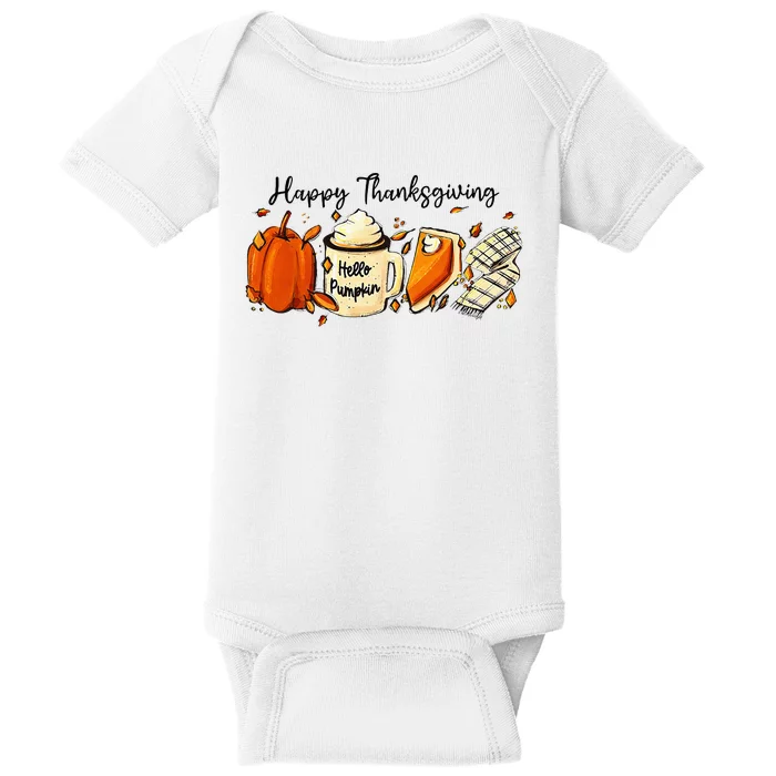 Happy Thanksgiving Pumpkin Funny Gifts Baby Bodysuit