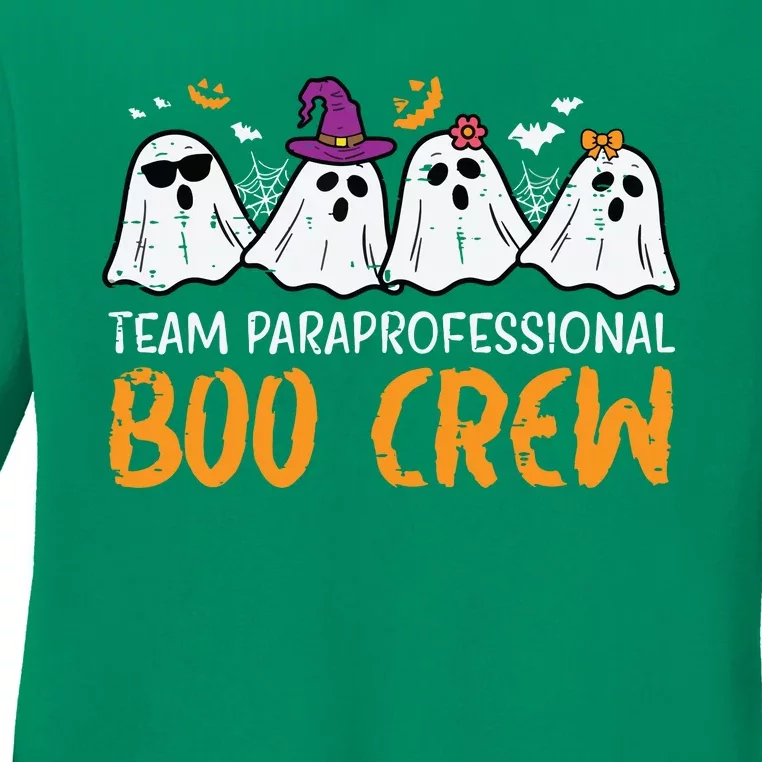 Halloween Team Paraprofessional Boo Crew Para Costume Women Ladies Long Sleeve Shirt