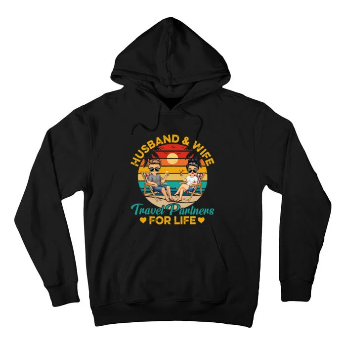 HusbandWife Travel Partners For Life Beach Summer Tan Tall Hoodie