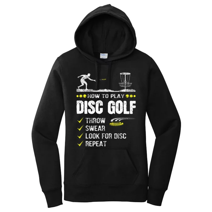 How To Play Disc Golf Frisbee Disc Golfer Humor Disc Golfing Women's Pullover Hoodie