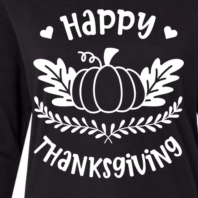 Happy Thanksgiving Pumpkin Cute Womens Cotton Relaxed Long Sleeve T-Shirt