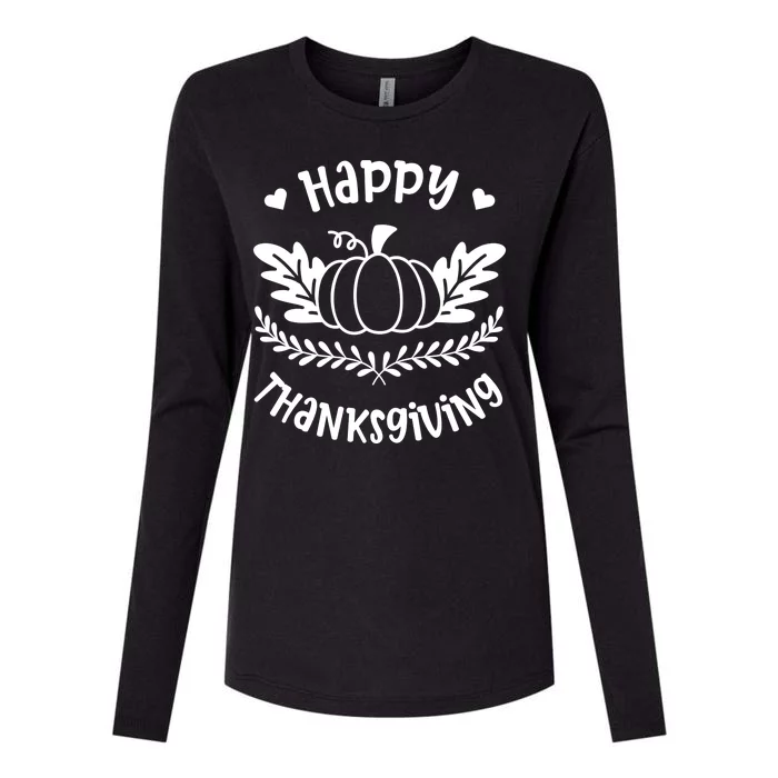 Happy Thanksgiving Pumpkin Cute Womens Cotton Relaxed Long Sleeve T-Shirt