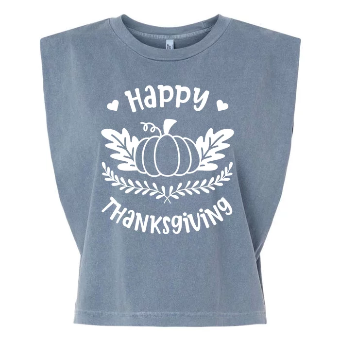 Happy Thanksgiving Pumpkin Cute Garment-Dyed Women's Muscle Tee