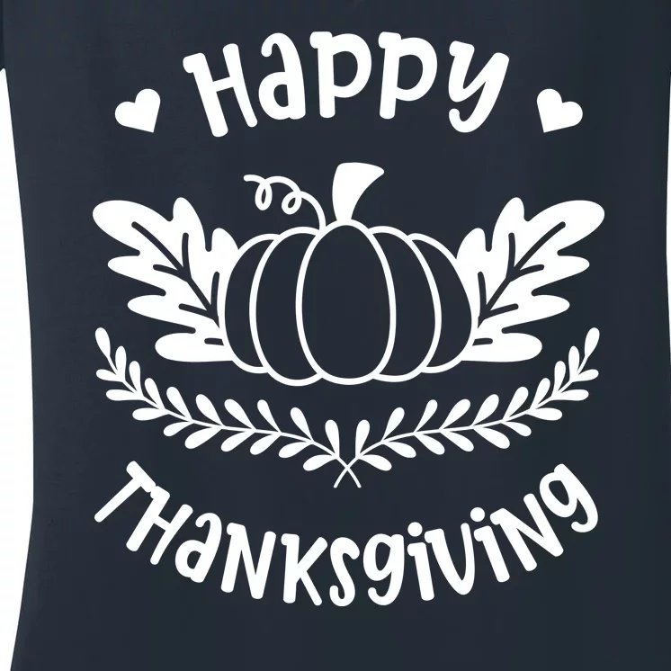 Happy Thanksgiving Pumpkin Cute Women's V-Neck T-Shirt