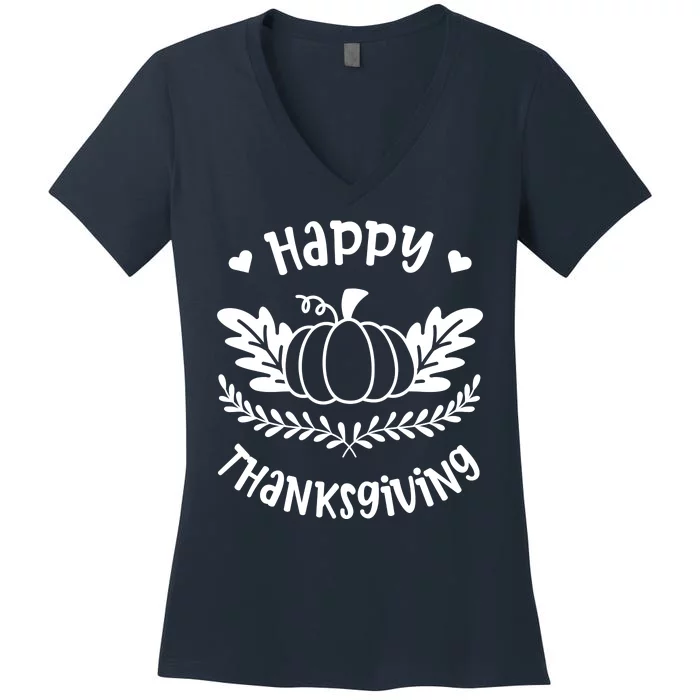 Happy Thanksgiving Pumpkin Cute Women's V-Neck T-Shirt