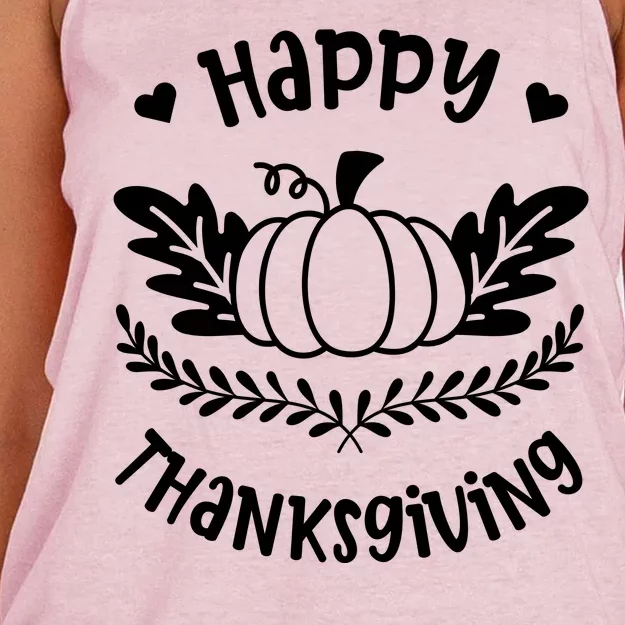 Happy Thanksgiving Pumpkin Cute Women's Knotted Racerback Tank