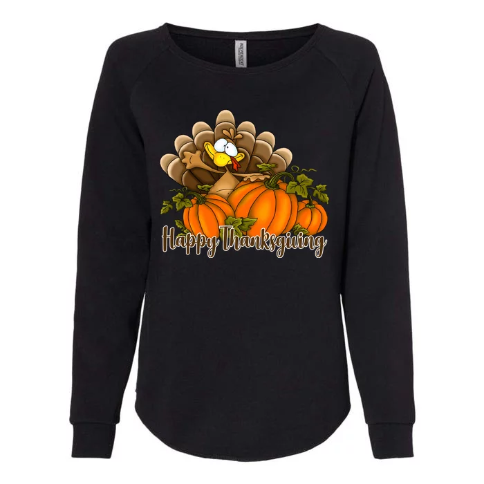 Happy Thanksgiving Pumpkins Fall Autumn Cute Turkey Womens California Wash Sweatshirt