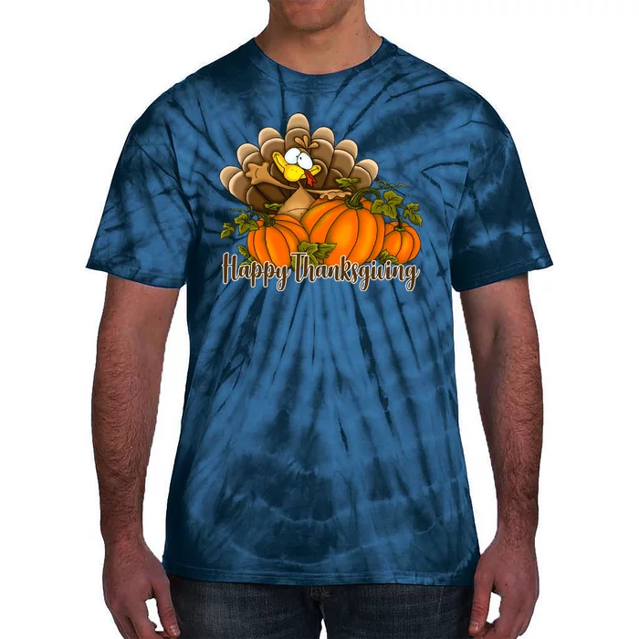 Happy Thanksgiving Pumpkins Fall Autumn Cute Turkey Tie-Dye T-Shirt