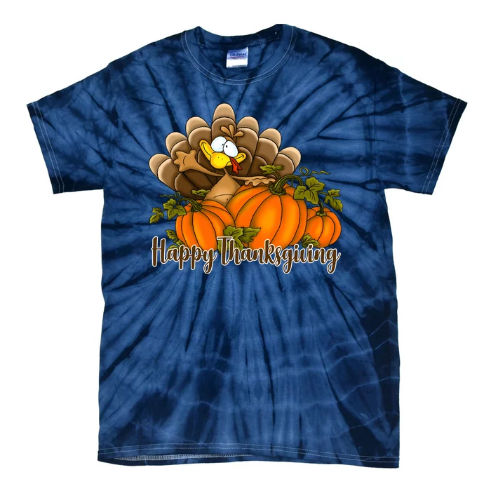 Happy Thanksgiving Pumpkins Fall Autumn Cute Turkey Tie-Dye T-Shirt