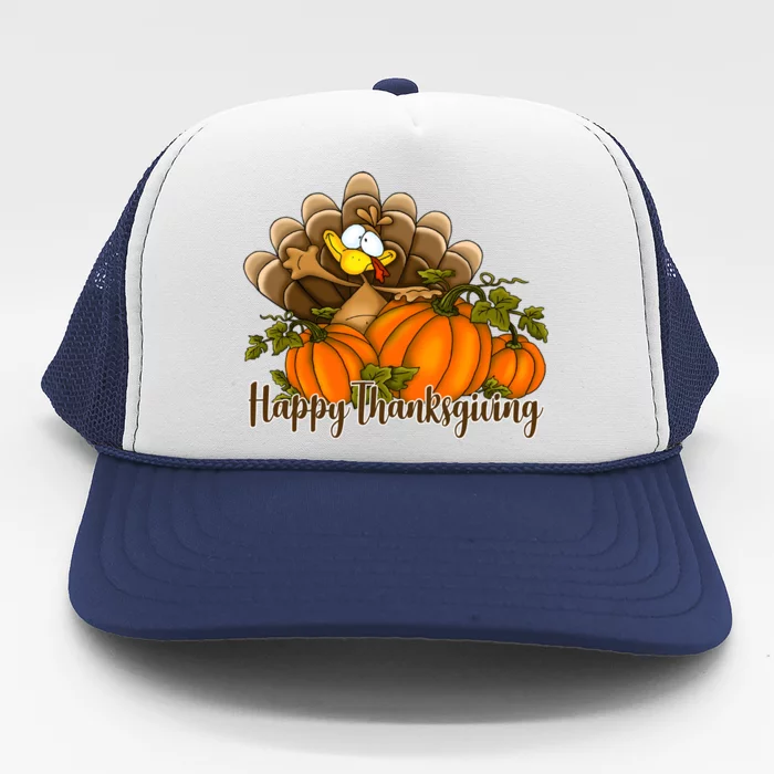 Happy Thanksgiving Pumpkins Fall Autumn Cute Turkey Trucker Hat