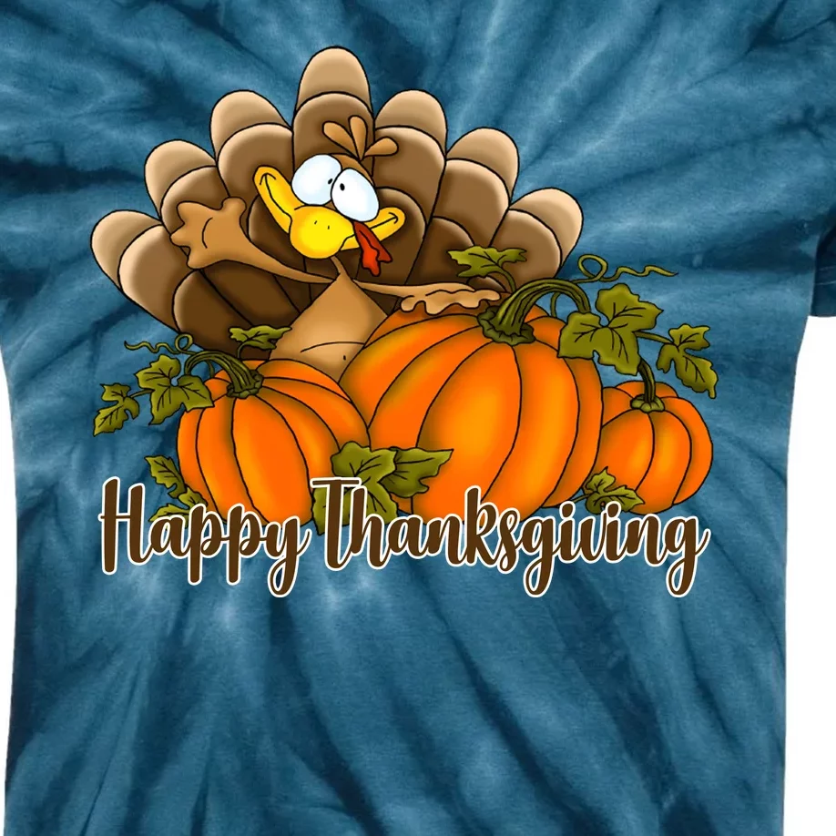 Happy Thanksgiving Pumpkins Fall Autumn Cute Turkey Kids Tie-Dye T-Shirt