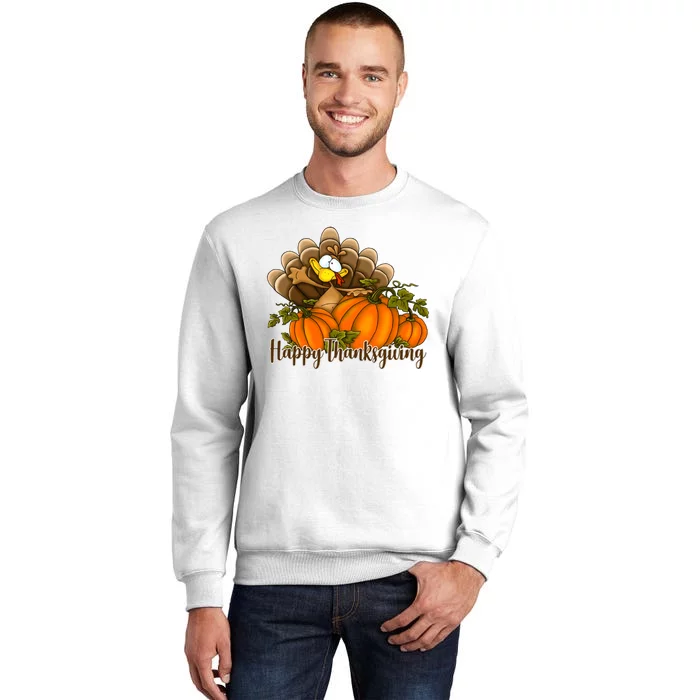 Happy Thanksgiving Pumpkins Fall Autumn Cute Turkey Sweatshirt