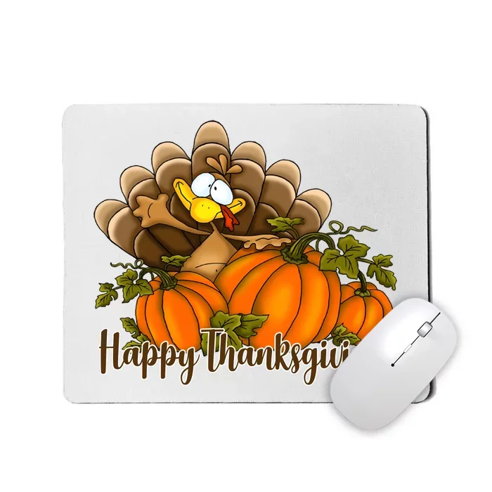 Happy Thanksgiving Pumpkins Fall Autumn Cute Turkey Mousepad