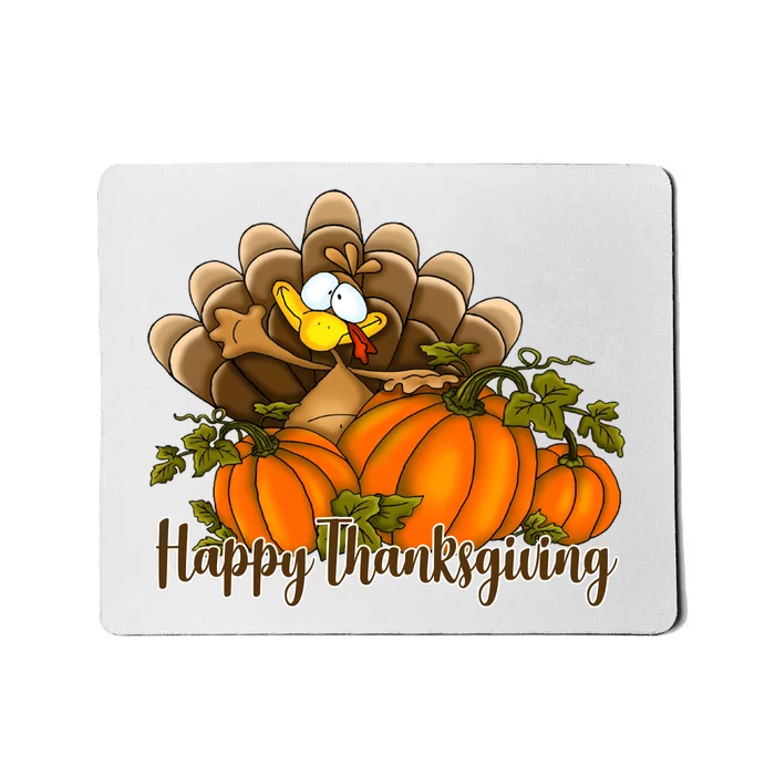 Happy Thanksgiving Pumpkins Fall Autumn Cute Turkey Mousepad