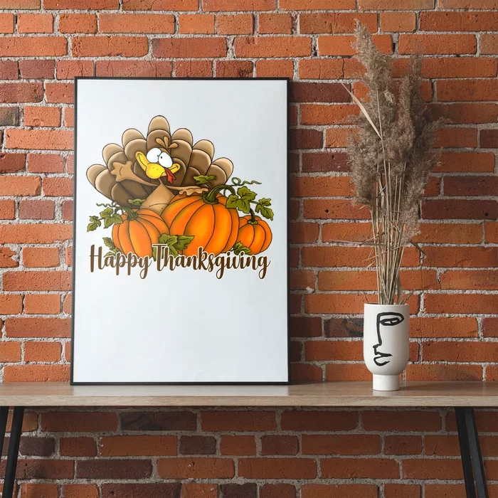 Happy Thanksgiving Pumpkins Fall Autumn Cute Turkey Poster