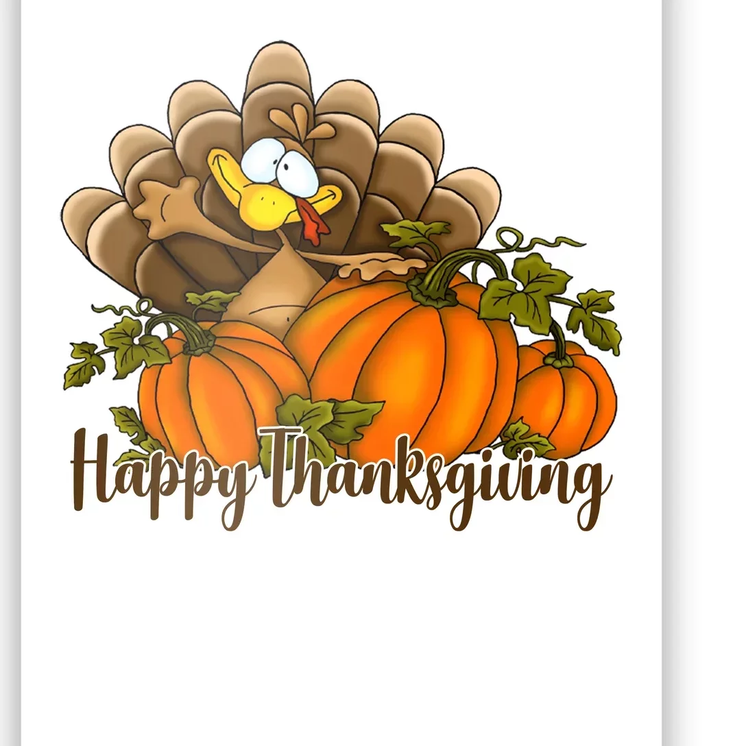 Happy Thanksgiving Pumpkins Fall Autumn Cute Turkey Poster