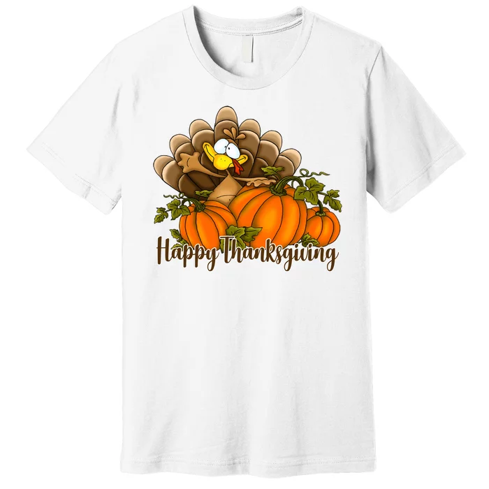 Happy Thanksgiving Pumpkins Fall Autumn Cute Turkey Premium T-Shirt