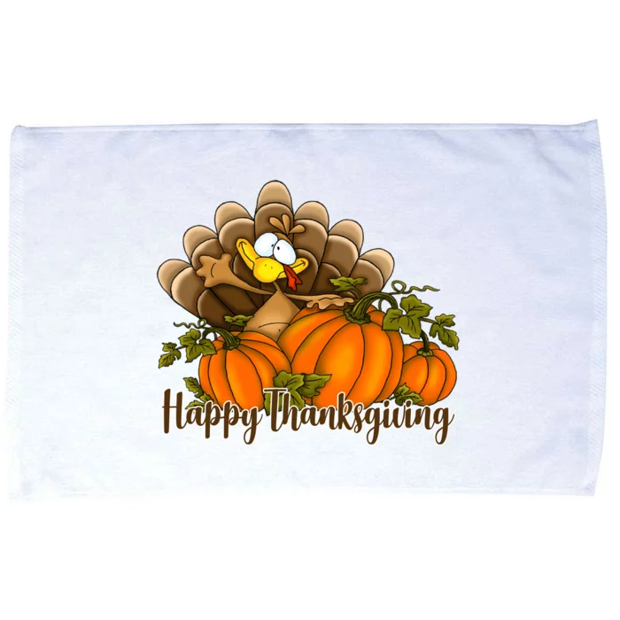 Happy Thanksgiving Pumpkins Fall Autumn Cute Turkey Microfiber Hand Towel