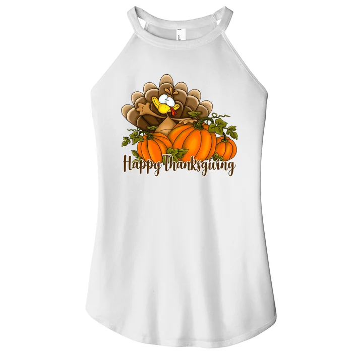 Happy Thanksgiving Pumpkins Fall Autumn Cute Turkey Women’s Perfect Tri Rocker Tank