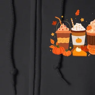 Happy Thanksgiving Pumpkin Spice Latte Coffee Women Full Zip Hoodie