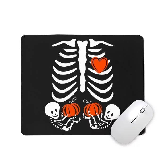 Halloween Twin Pregnant Skeleton Twins Baby Xray Rib Cage Mousepad