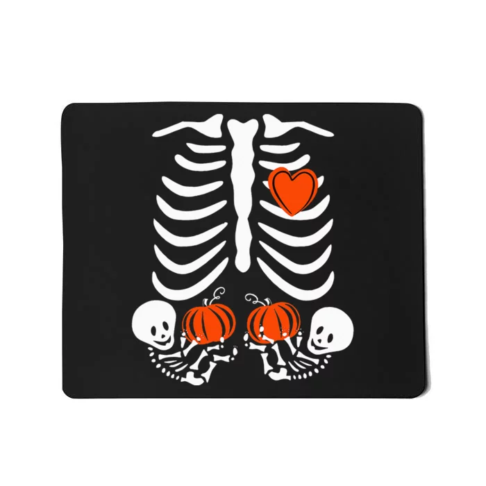 Halloween Twin Pregnant Skeleton Twins Baby Xray Rib Cage Mousepad