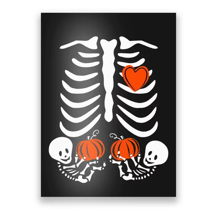 Halloween Twin Pregnant Skeleton Twins Baby Xray Rib Cage Poster