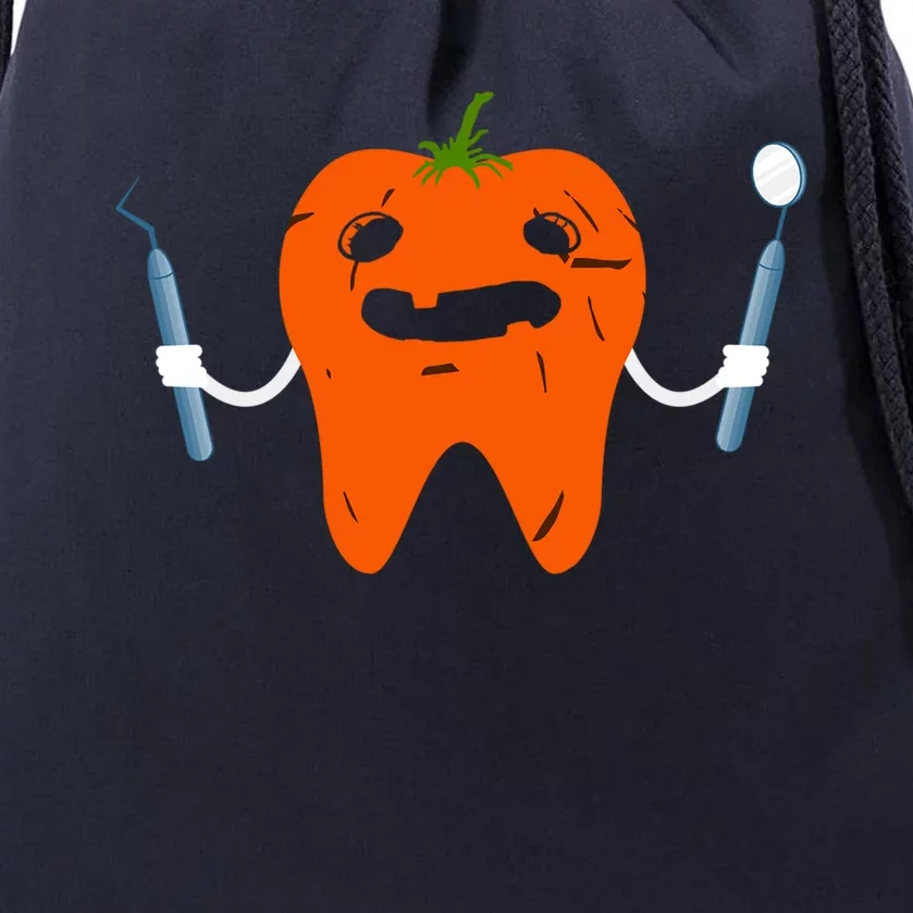 Halloween Tooth Pumpkin Scary Dental Job Dentistry Lover Cute Gift Drawstring Bag