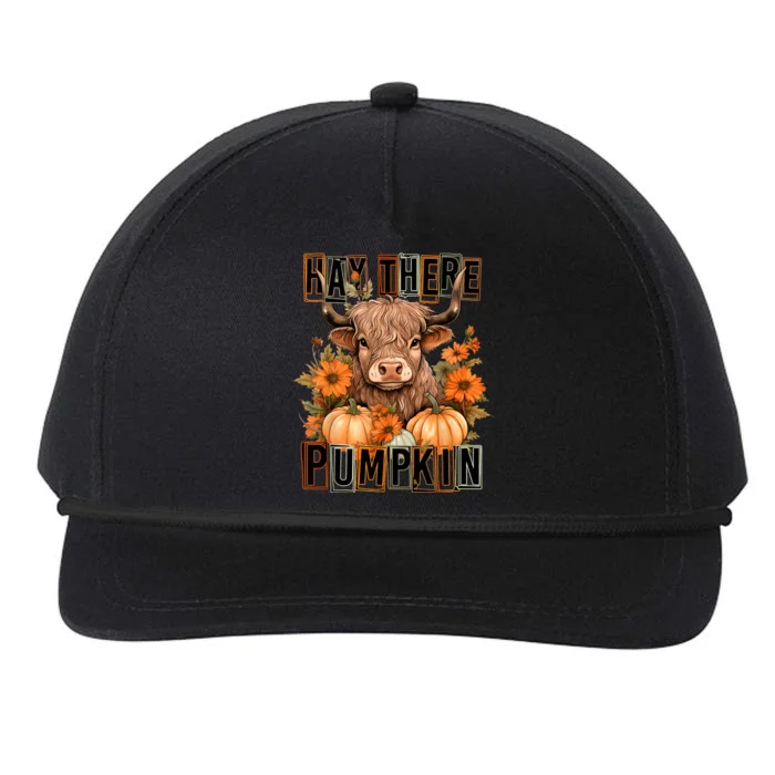 Hay There Pumkin Highland Cow Fall Autumn Thanksgiving Snapback Five-Panel Rope Hat