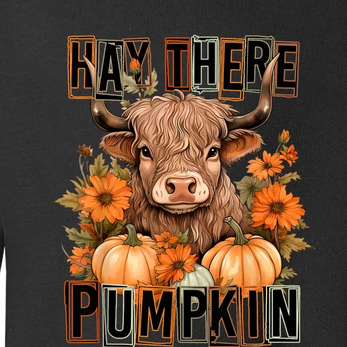 Hay There Pumkin Highland Cow Fall Autumn Thanksgiving Toddler Sweatshirt